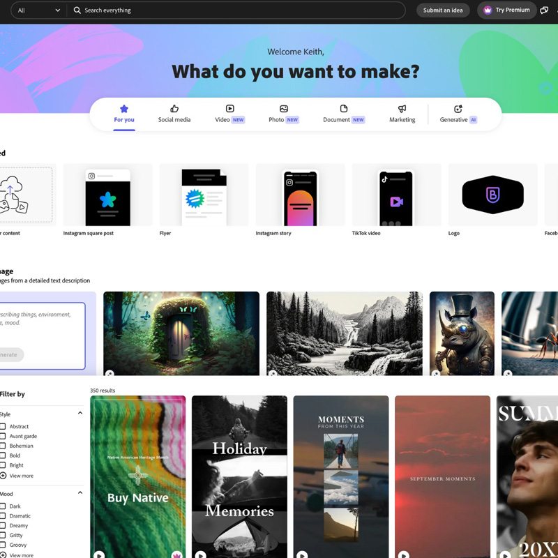 Adobe Express AI graphic design generator tool | AI Resource Directory