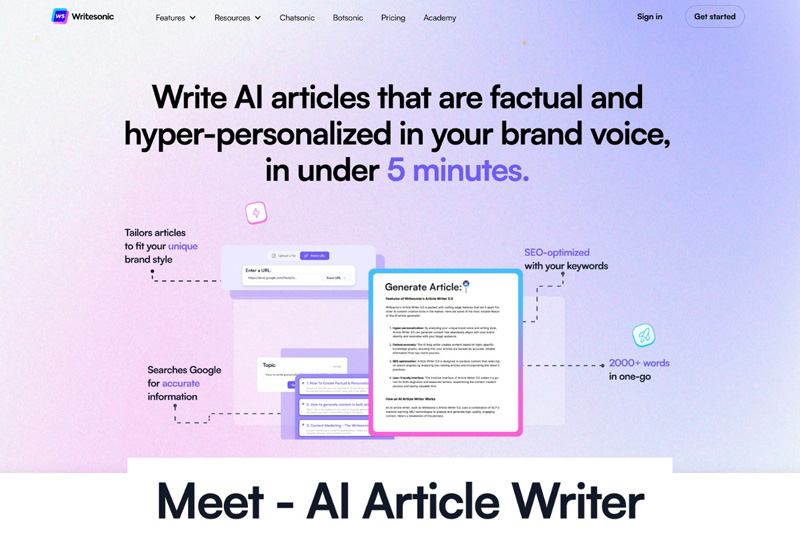 Ai article writer by Writesonic | AI Resource Directory
