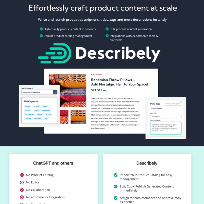 Describely AI content production for ecommerce | AI Resource Directory