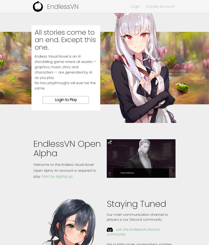 Endless Visual Novel AI book writing tool | AI Resource Directory