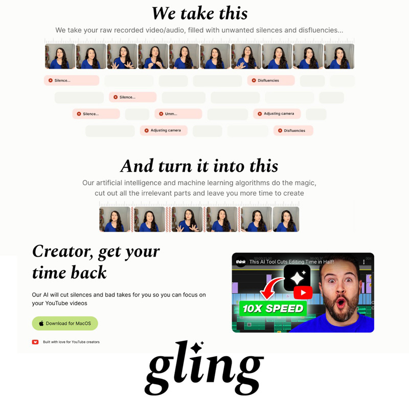 Gling AI Powered video editing | AI Resource Directory