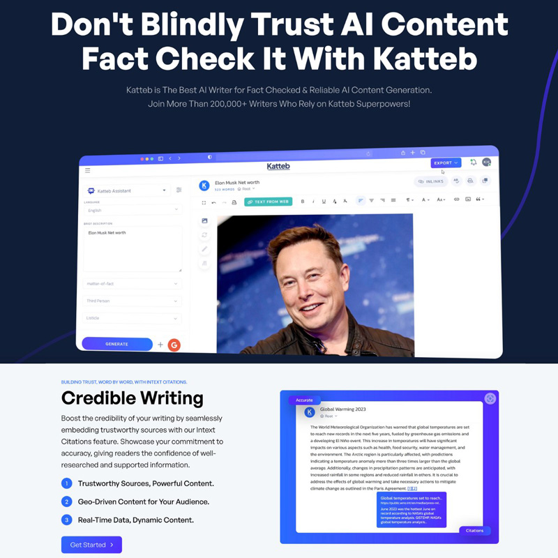 Katteb fact checked AI content writer | AI Resource Directory