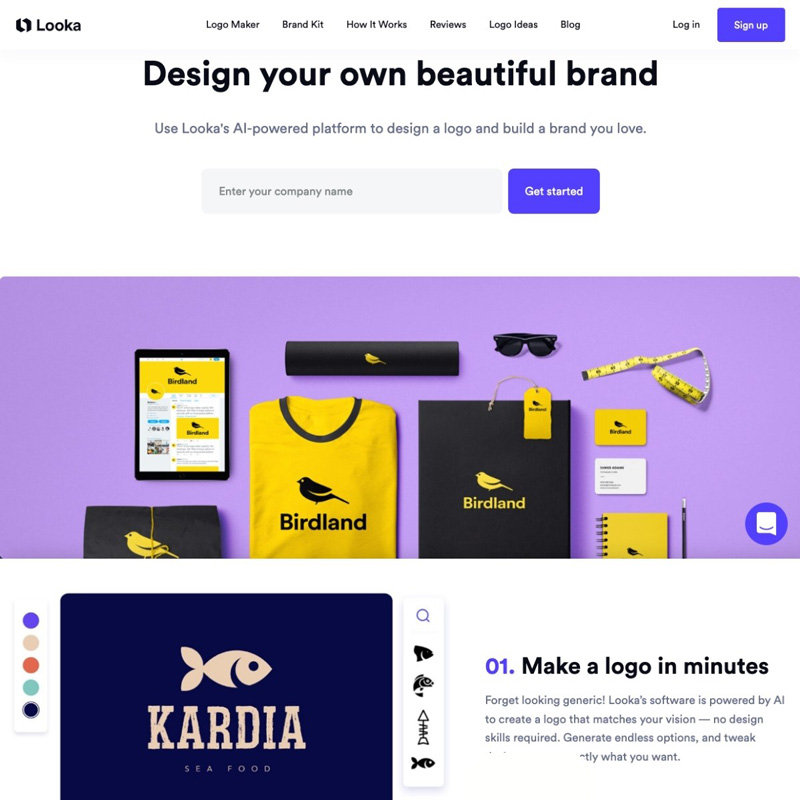 Looka logo design and brand graphic tool | AI Resource Directory