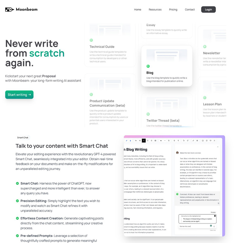 Moonbeam writing assistant | AI Resource Directory