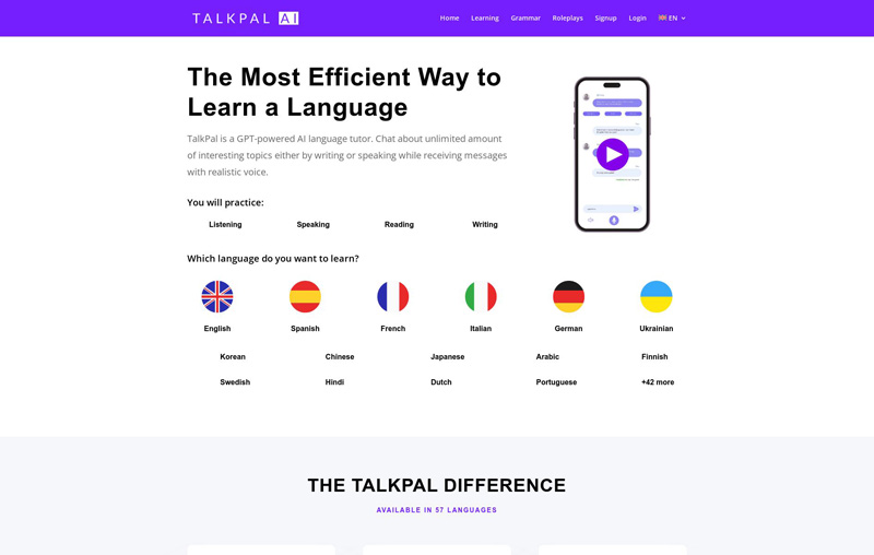 TalkPal language learning with AI | AI Resource Directory